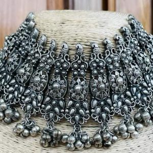 Broad Oxidized Chocker Necklace